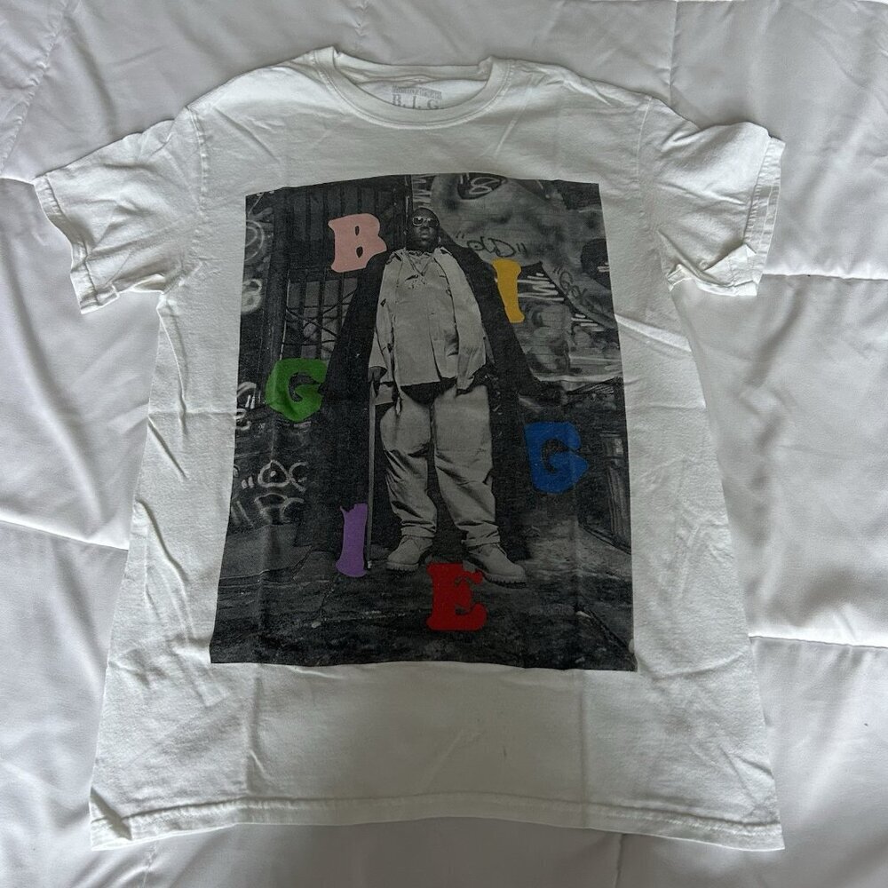 Biggie Smalls Mens Small White T Shirt Graphic Tee Hip Hop Notorious BIG